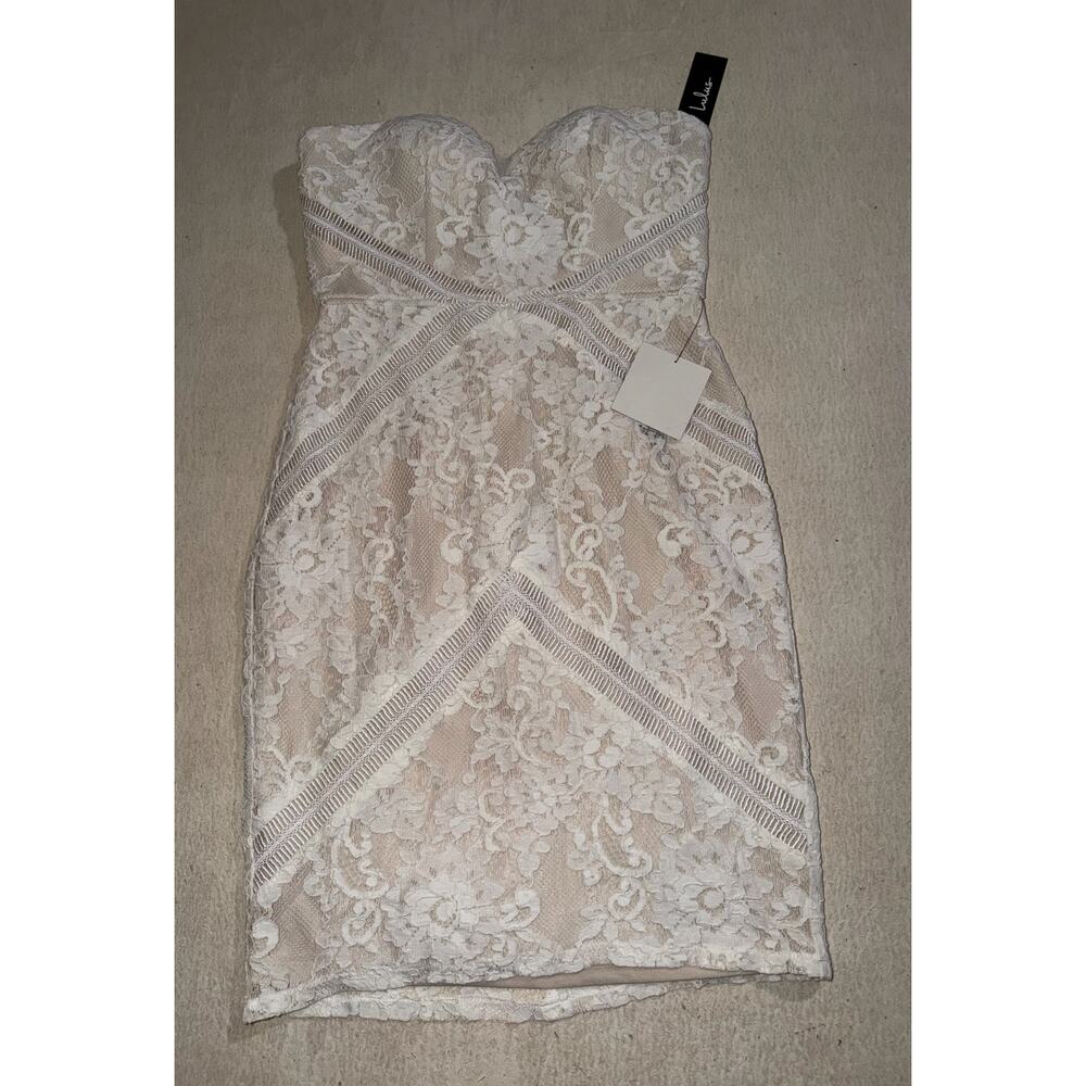 Lulus women’s NWOT white lace strapless mini dress - Picture 15 of 15
